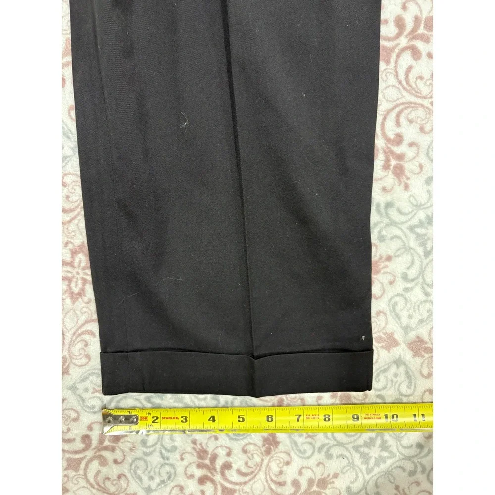 Louis Raphael Tailored Mens 42x30 Black Pleated Cuffed Dress Pants Trousers